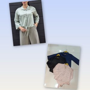 شومیز ساتن گره ای   { تک سایز 36 الی 44}