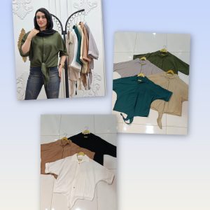 شومیز ینزی گره ای { تک سایز 36 الی 48 }